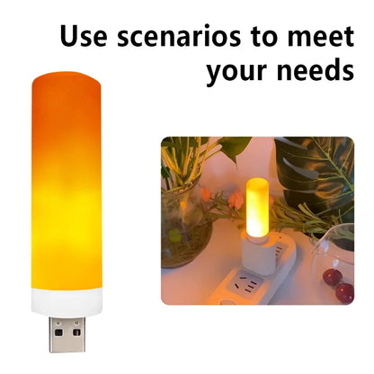 USB LED Flame Lamp Simulation Of Real Flame Effect Candle Light Usb Plug Energy Saving For Bedroom Ambient Effect Decor Lighting