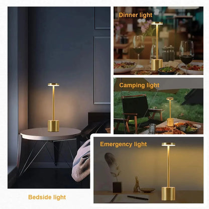 Led Cordless Night Light Rechargeable Bedside Table Lamps Touch Stepless Dimming Portable Desk Lamp For Bar Restaurant Camping