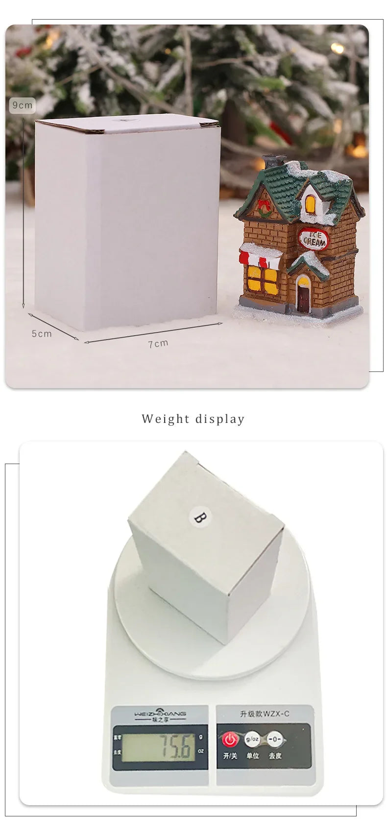 Zilvix Christmas Decoration 2024 New Year Night Light LED Snow House Sculpture Home Resin Crafts Xmas Ornaments Gift for Kids