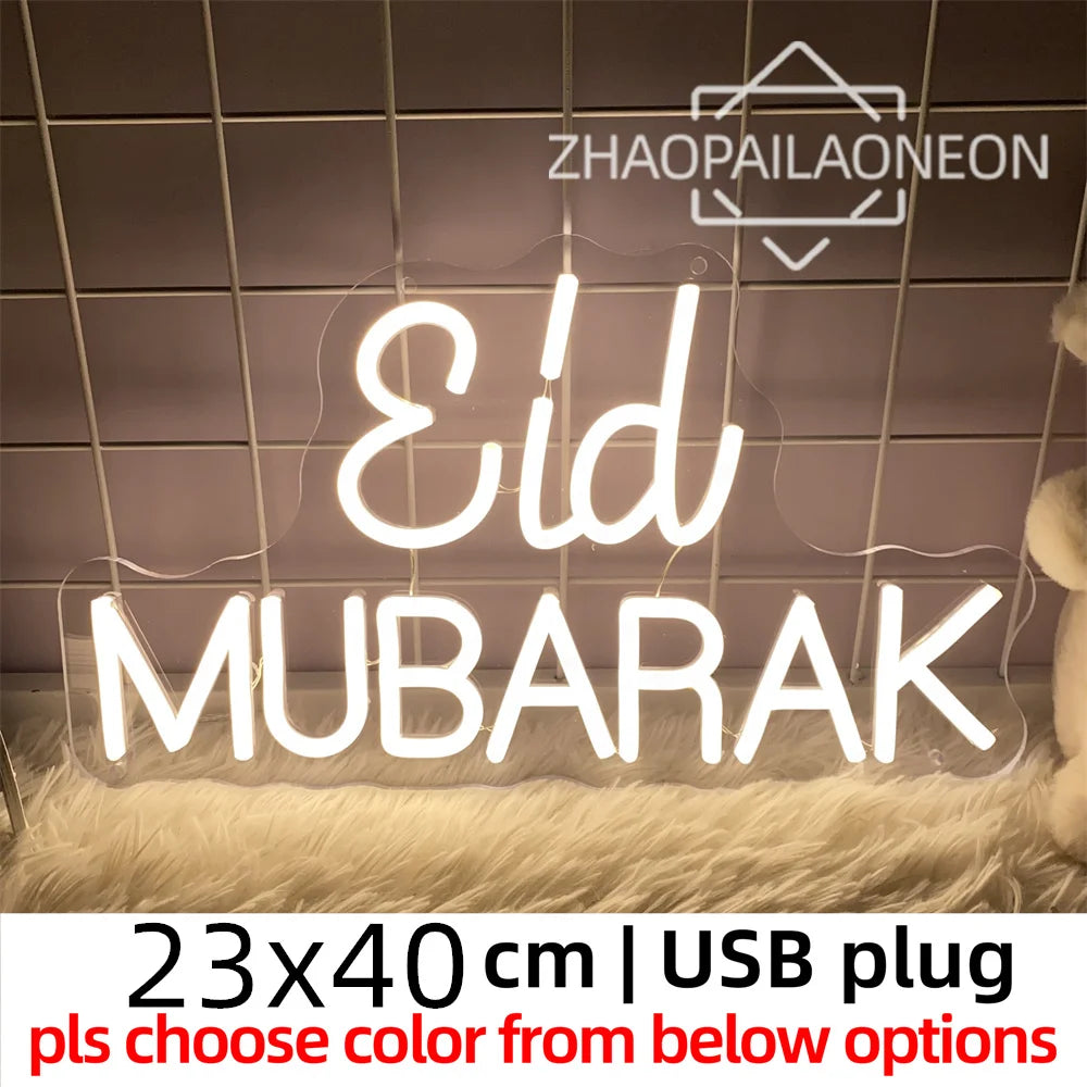 Eid Mubarak Neon Led Sign Ramadan Neon Lights Room Decoration Bedroom Decor Neon Light Wall Decoration Led Lamp USB Home Light