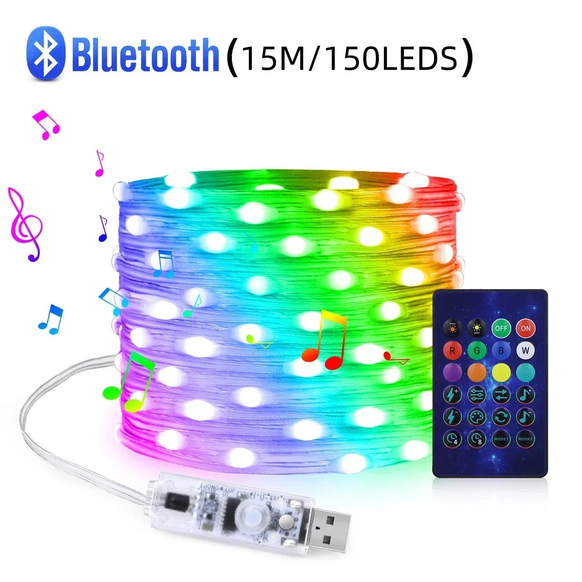 5M/10M/20M RGBIC LED Smart Fairy Lights Bluetooth APP Control String Light DIY for Christmas Party Wedding Home Decoration