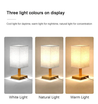 LED Table Lamps Simple Chinese Style Decoration Lamp Dimmable USB Plug Night Light Fabric Lampshade Bedroom Bedside Lighting