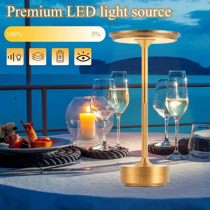 Metal LED Touch Table Lamp Portable Cordless Bedside Light Claeted Rechargeable Nordic Led Lamp Coffee Table Decoration