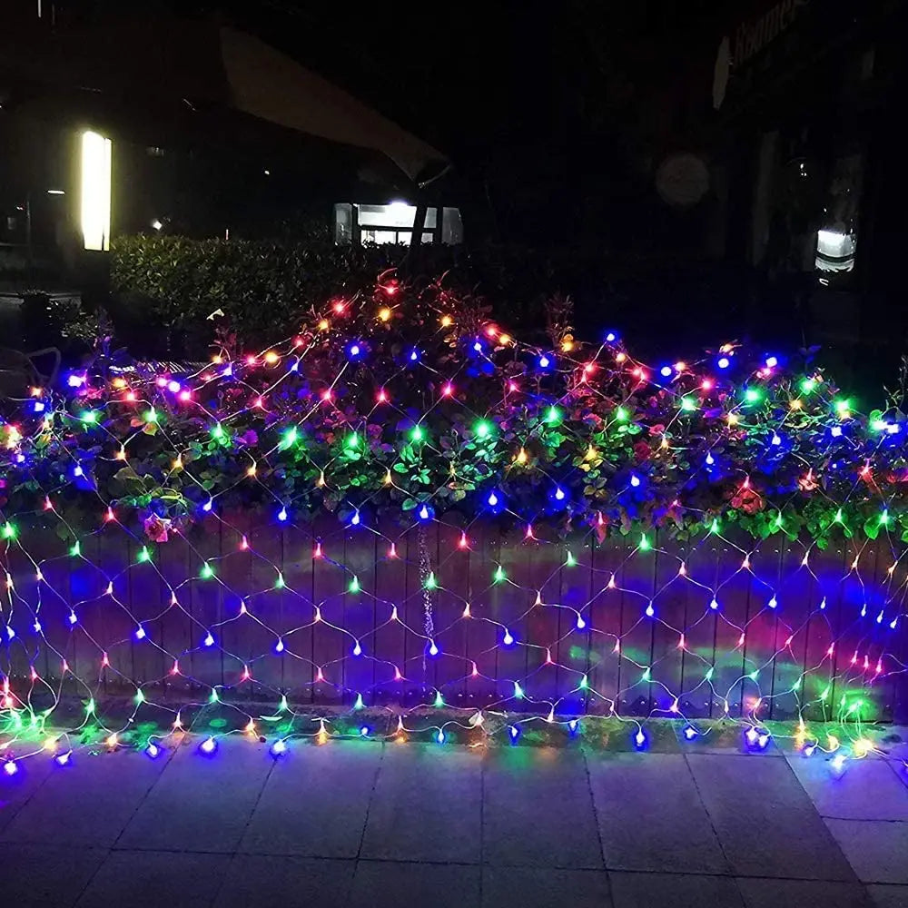 LED Net Mesh Lights Outdoor Christmas Fairy String Light 8 Lighting Modes Connectable Waterproof Wedding Xmas Party Lamp Decor