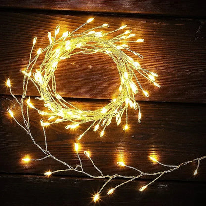 200/400 LED USB Firecracker Fairy Light Outdoor Firecracker Cluster Twinkle String Light with Remote for Wreath DIY Party Decor