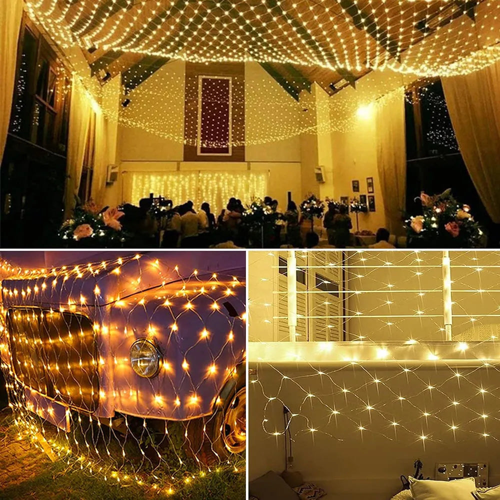 4mx6m 2mx3m 2mX2m Christmas Garlands LED String Christmas Net Light Fairy Xmas Party Garden Wedding Decoration Curtain Light