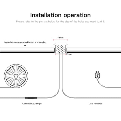 Touch Sensor Switch LED Strip Light 5V USB Powered Hidden Recessed Touch Switch LED Ribbon Bedroom Closet Cabinet Wardrobe Lamp