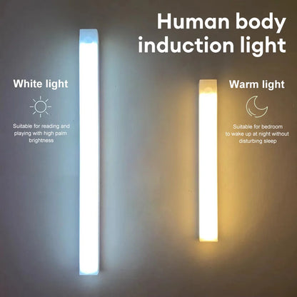 LED Sensor Light Bar 20/30/50CM Magnetic Mounted Rechargeable Motion Sensor Night Light Warm/White Light for Closet Wardrobe