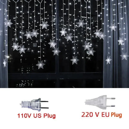 Christmas Snowflake Window Curtain String Lights Waterproof Lights Indoor Outdoor Decorations for Bedroom Party Xmas Decorations