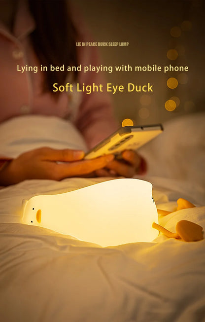 USB Rechargeable Table Lamp Duck Silicone Sleep Lamp Mood Light Bedside for Room Decoration Creative Gift Children Night Light