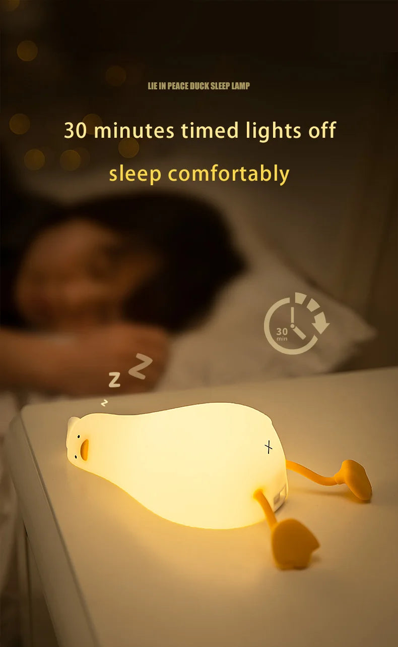 USB Rechargeable Table Lamp Duck Silicone Sleep Lamp Mood Light Bedside for Room Decoration Creative Gift Children Night Light