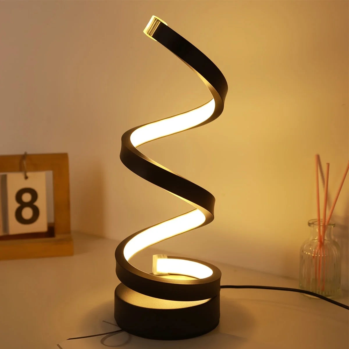 LED Table Lamp Modern Minimalist Dimmable Spiral Table Lamp 3 Color RGB Bedside Lamp Desk Light for Bedroom Living Room Office