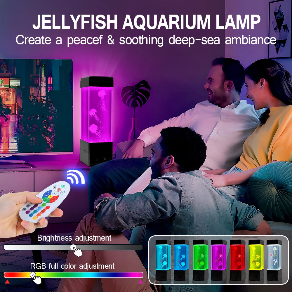 Creative Jellyfish Light Led Aquarium Night Light Colors Changing Remote Control Relax Bedside Table Light For Home Bedroom