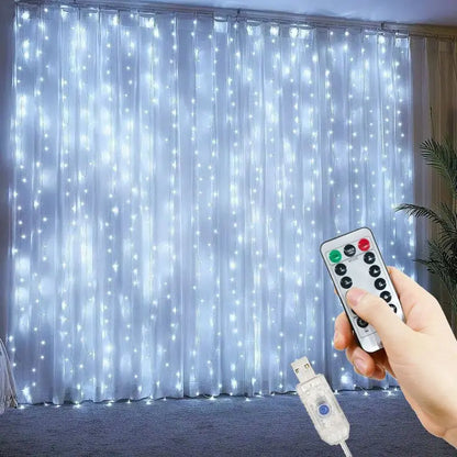 Remote Control 8 Mode USB LED Curtain Garland String Lights 3/6M Fairy Light Christmas Wedding Party Decorations Holiday Deocr