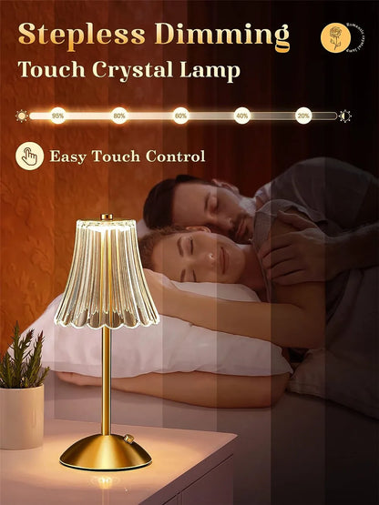 LED Table Lamp Touch Sensor Dimmable Desktop Night Light Rechargeable Wireless Reading Lamp for Hotel Bar Bedroom Decor Light