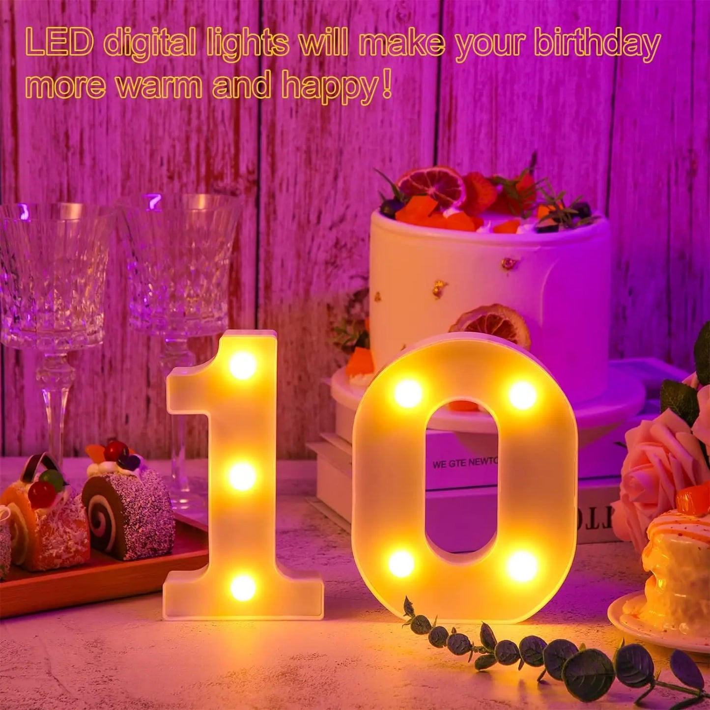 1pc 6.3'' LED Decorative Light Number 0-9 White Plastic Marquee Night Light For Home Wedding Birthday Party Xmas Festival Decor