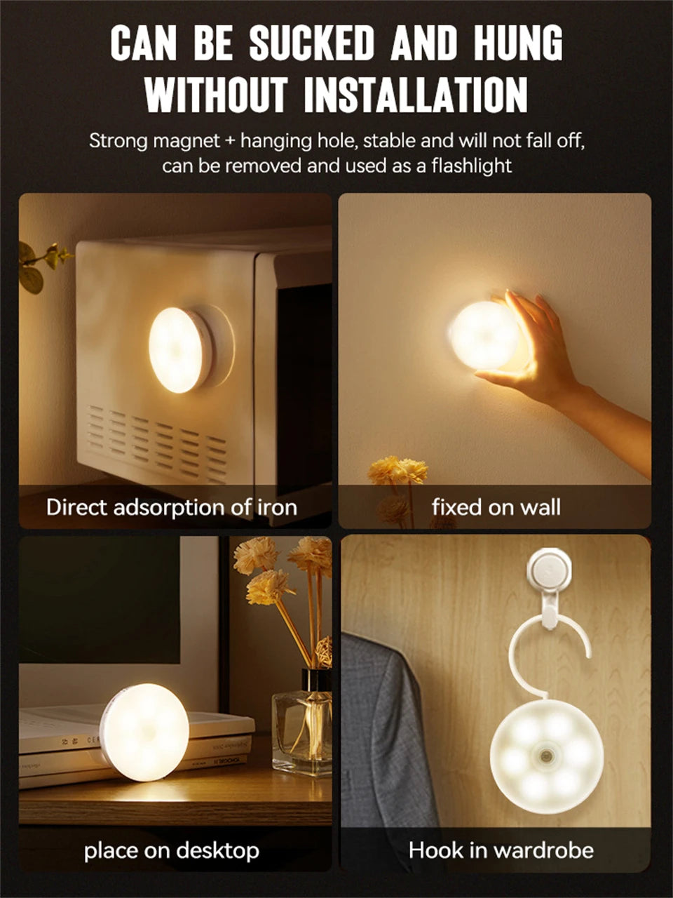 LED Intelligent Human Induction Night Lamp PIR Motion Sensor Lights USB Charging Emergency Automatic Lighting Bedside Home Lamp