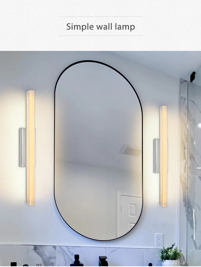 MantoLite Nordic Wall Mount Bathroom Led Lighting Minimalist Hotel Vanity Light Chrome Color Illuminated Fixture