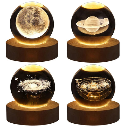 Valentines Day Gift Galaxy Crystal Ball lamp 3D planet moon lamp USB LED night light