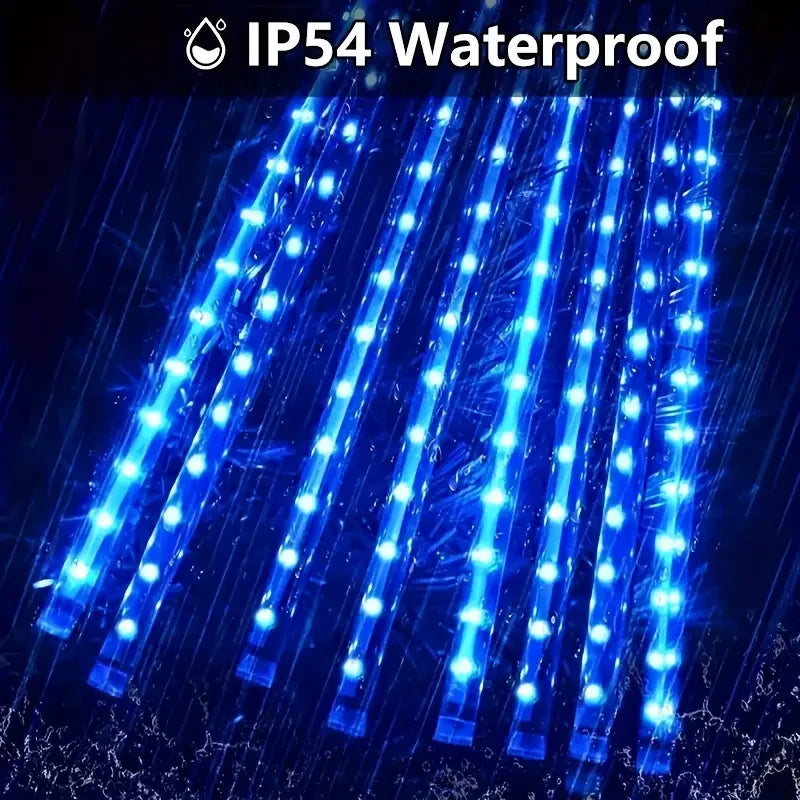 Christmas Lights Outdoor Icicle Lights Snowfall Meteor Shower Rain Light Christmas Decoration Falling Drop String Light 8 Tubes