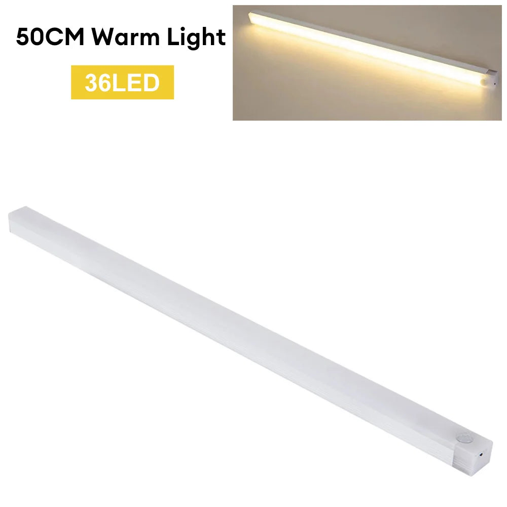 LED Sensor Light Bar 20/30/50CM Magnetic Mounted Rechargeable Motion Sensor Night Light Warm/White Light for Closet Wardrobe