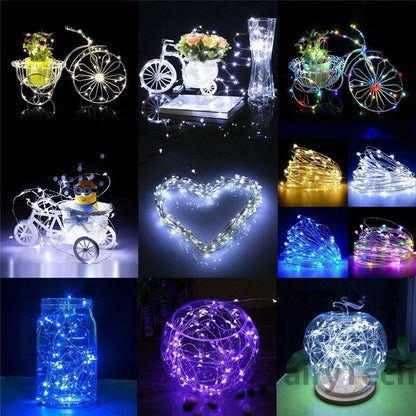 10pcs 1M 2M 3M 5M 50led Copper Wire LED String lights Holiday lighting Fairy Garland For Christmas Tree Wedding Party Decoration