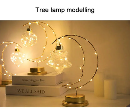 Table Lamp LED Bedroom Decoration Lamp Battery/USB Powered Moon Star Bedside Lighting Fixture For Desktop Night Lights