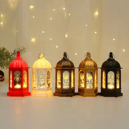 New Arrival Moroccan Style Ramadan Festival Led Light Plastic Candle Holder Decorative Wind Lamp