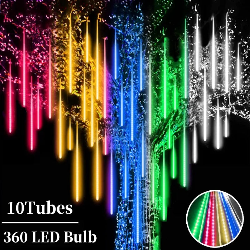 10Tubes Meteor Shower Rain Led String Lights Street Garlands Christmas Tree Decorations for Outdoor New Year Fairy Garden Lights