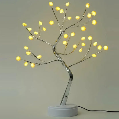 36 LED Pearl Gold Leaf Tree Light USB/Battery Tabletop Lamp for Bedroom Living Room Decorfor New Year Christmas Halloween