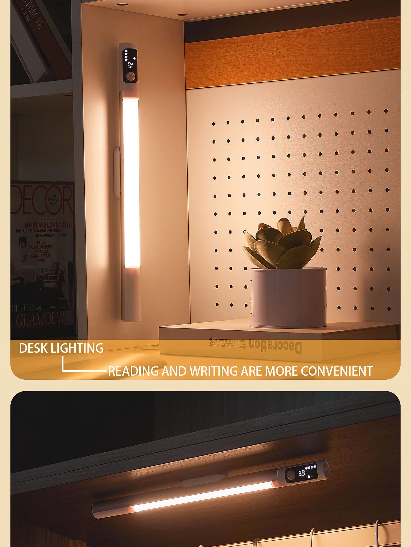 Motion Sensor Light Night Light Desk Lamp Type C Rechargeable Lights Cabinet Lights For Kitchen LED Digital display Night Lights