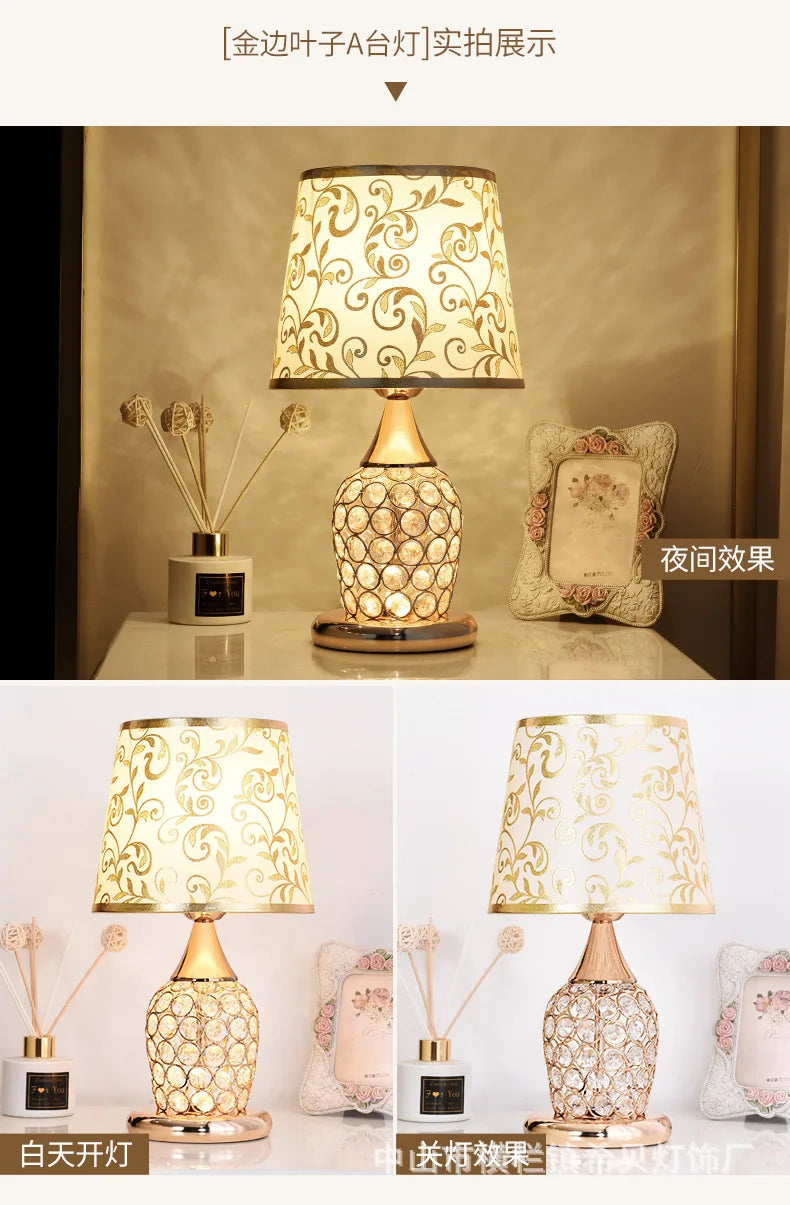 European-Style Crystal Table Lamp Ins Simple Modern Bedroom Warm Romantic Fashion Creative Decorative Bedside Lamp