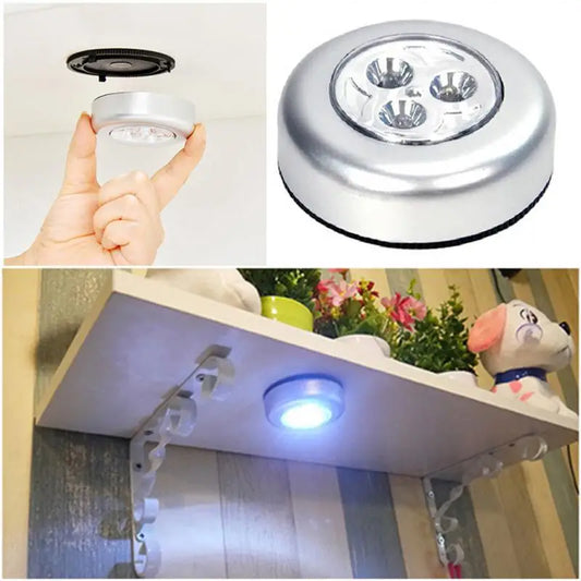 Round Lamp Use Night Light Small Led Light Rechargeable For Home Kitchen Bedroom Portable Push Stick On Lamp Emergency Light