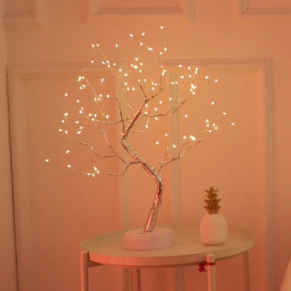 Fairy Tree Table Lamp Battery/USB Copper Wire 108 LED Fire Decorative Desk Night Light Home Bedroom Gifts Christmas Decoration