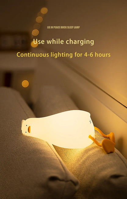 USB Rechargeable Table Lamp Duck Silicone Sleep Lamp Mood Light Bedside for Room Decoration Creative Gift Children Night Light