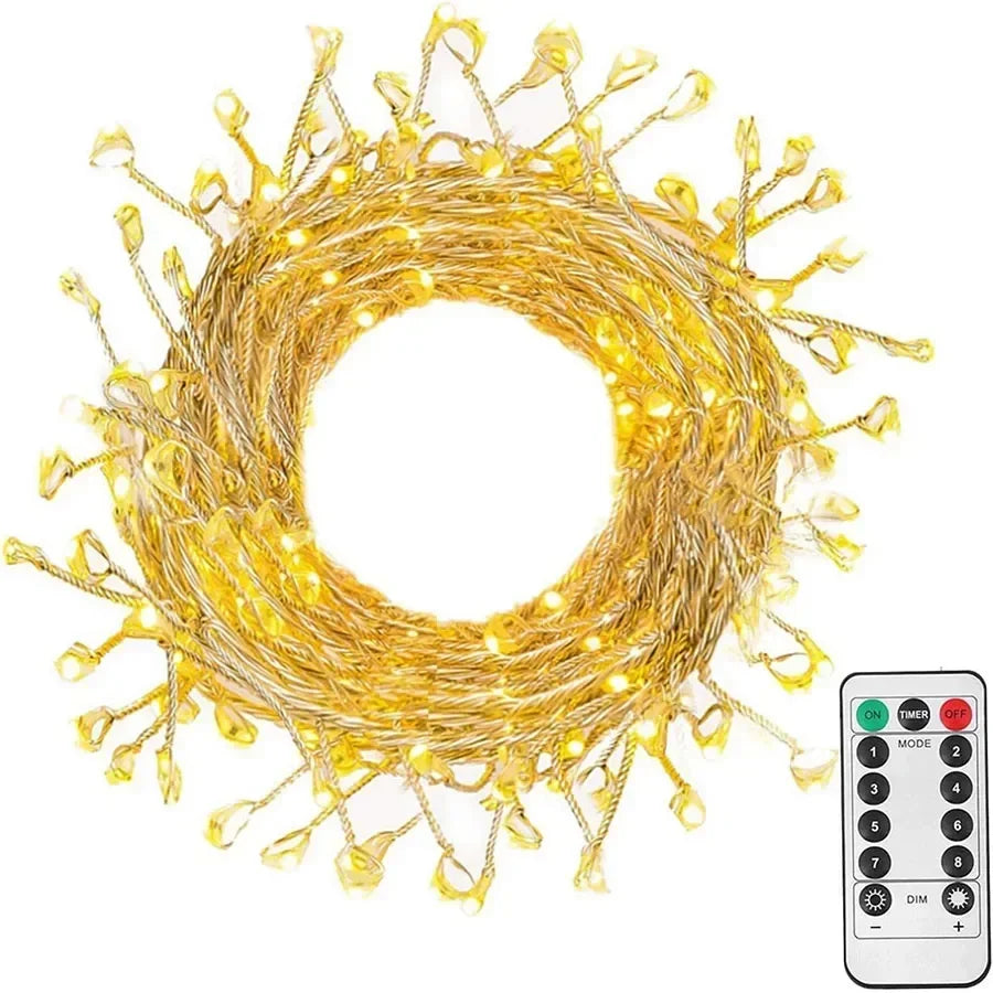 200/400 LED USB Firecracker Fairy Light Outdoor Firecracker Cluster Twinkle String Light with Remote for Wreath DIY Party Decor