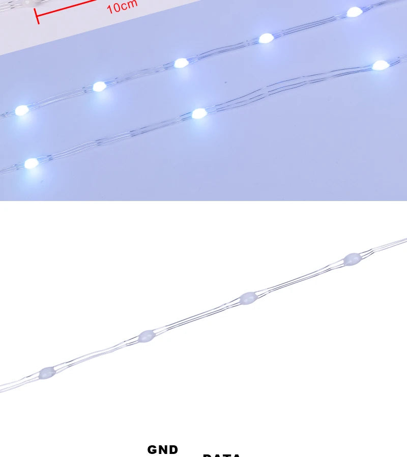 Copper Wire LED Pixel String DC5V 12mA 3pin 50mm/100mm Pitch SK6812 Christmas Lights for Bedroom WS2812B RGBIC Full Color