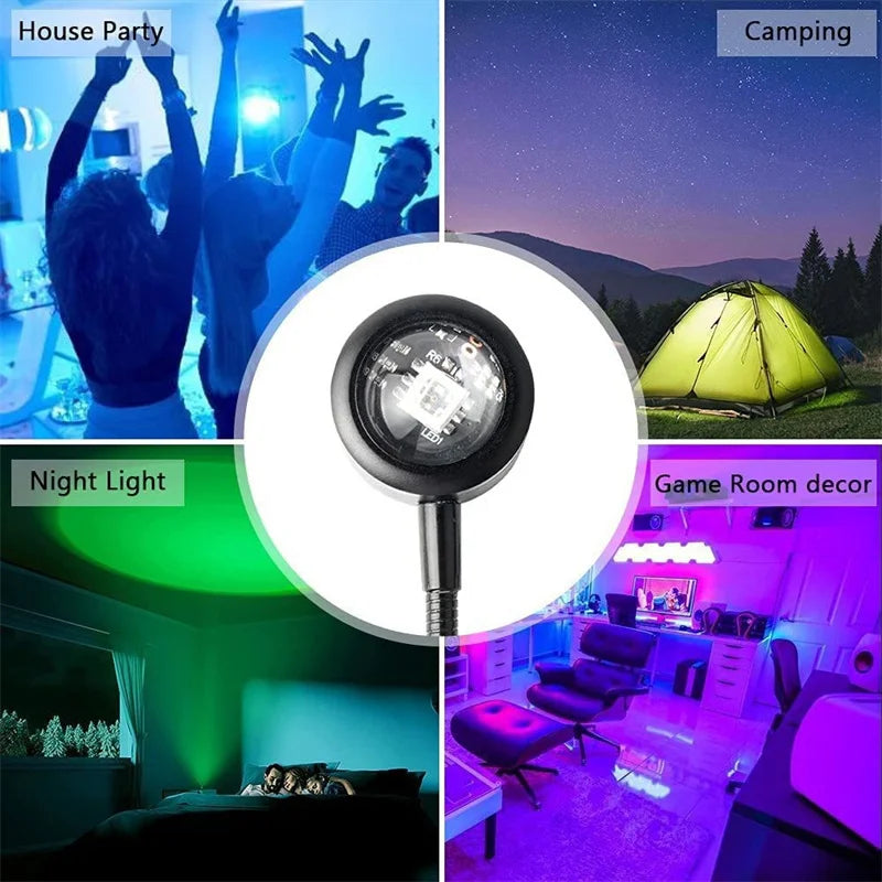 LED USB Sunset Lamp Projector Home Decor Night Light Portable Mood Light For Living Room Wall Photography Atmosphere Neon Lights