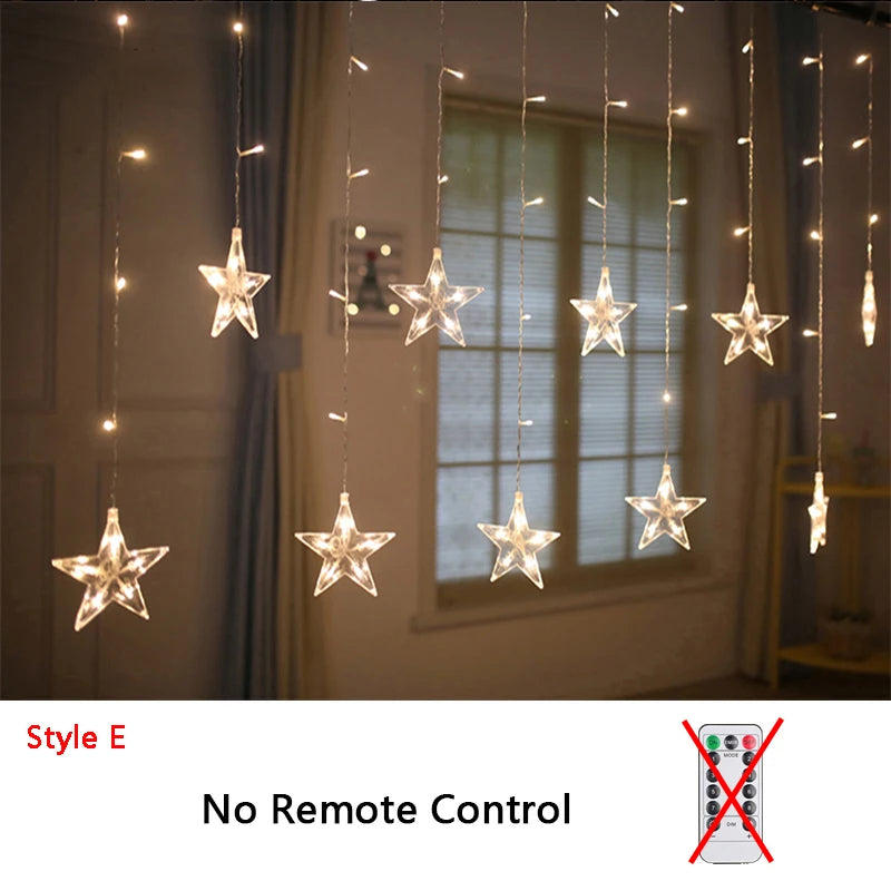 Ramadan Decoration 2025 Star Moon Curtain Garland String Light Aid EID Mubarak for Home Arabic Islam Muslim Event Party Supplies