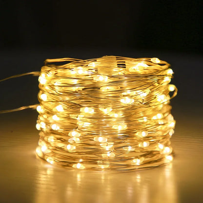 5M 10M Copper Wire LED String Lights Holiday Lighting Fairy Garland for Christmas Tree New Years Wedding Party Decoration