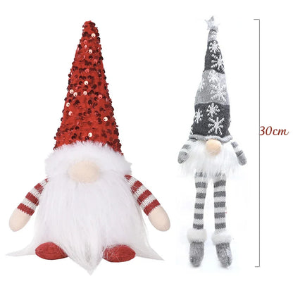 30cm Christmas Doll Elf Gnome with Led Night Light Christmas Decorations for Home Xmas Navidad New Year 2024 Children's Gifts