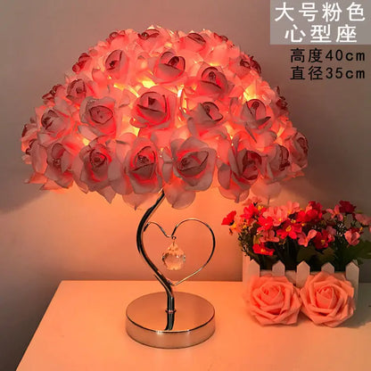 Table Lamp Rose Crystal Table Lamp Wedding Gift Ins Creative Wedding Princess Wedding Room Everlasting Warm Bedroom Bedside Lamp