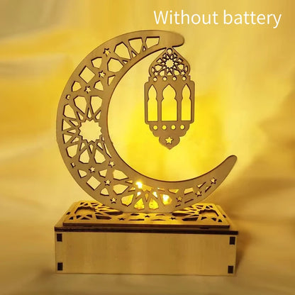 Ramadan Wooden Moon Star Lights Decoration Home Bedroom Festival Decor 2025 Ramadan Party Lighting Decorative Night Lamps