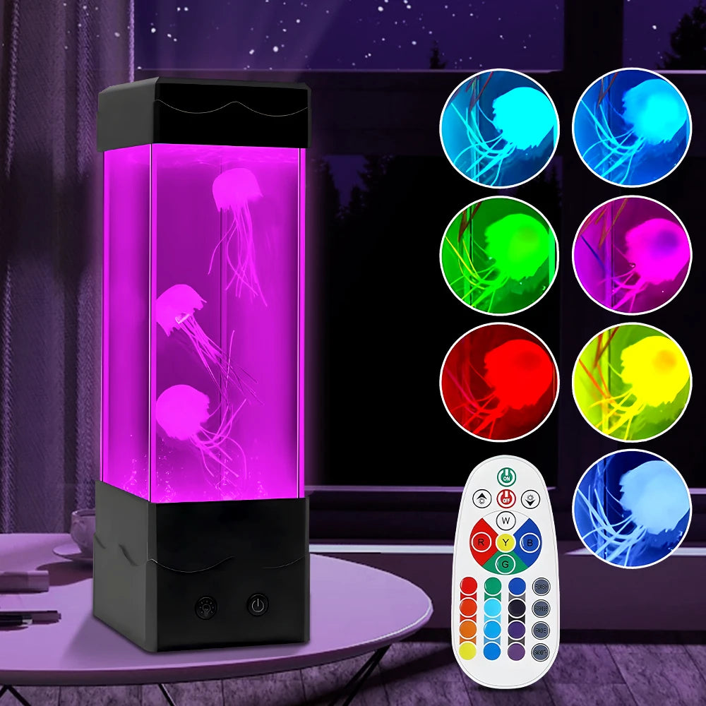 Creative Jellyfish Light Led Aquarium Night Light Colors Changing Remote Control Relax Bedside Table Light For Home Bedroom