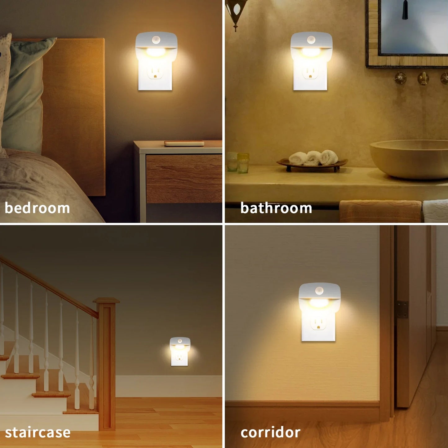 LED Night Light Motion Sensor EU US Plug Lamp Nightlights For Children Bedroom Decoration Hallway Stairs WC Bedside Night Lamp