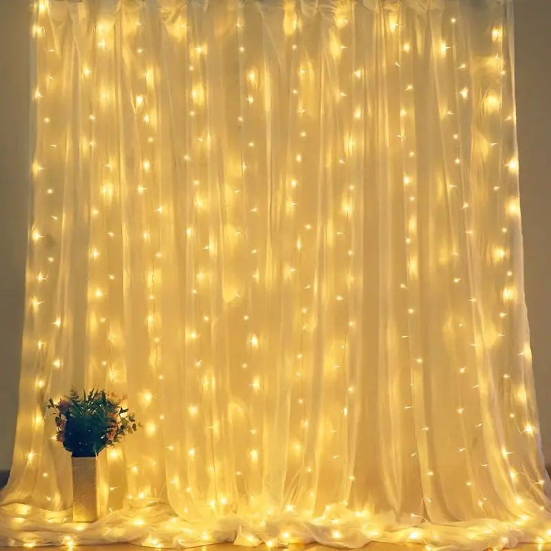 LED Garland Curtain Lights 8 Modes USB Remote Control Fairy Lights String Wedding Christmas Decor for Home Bedroom New Year Lamp