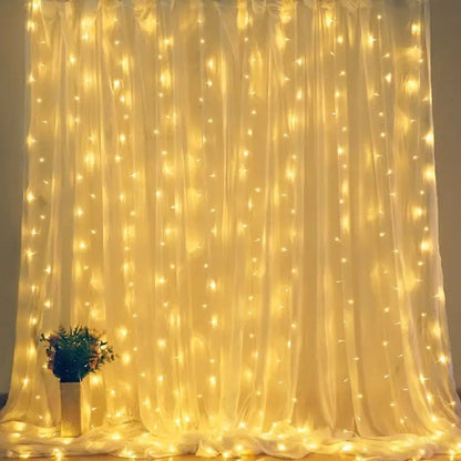 LED Garland Curtain Lights 8 Modes USB Remote Control Fairy Lights String Wedding Christmas Decor for Home Bedroom New Year Lamp