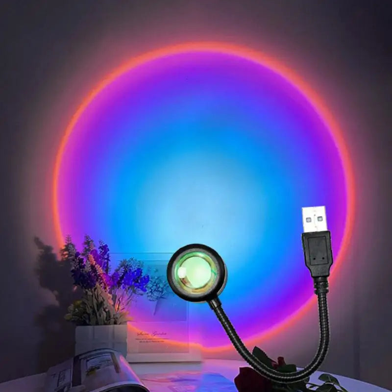 USB Sunset Lamp LED Rainbow Neon Night Light Projector Photography Wall Atmosphere Light For Bedroom Home Room Decor Gift