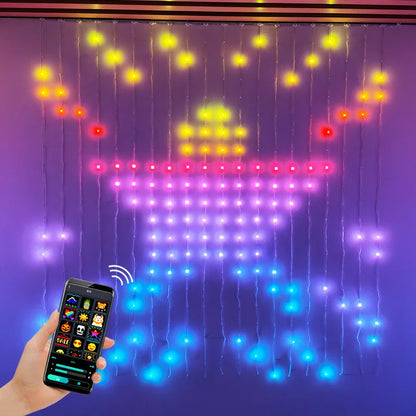 Smart Bluetooth RGB Curtain LED String Lights Programmable Festoon LED Window Curtain String Light USB 5V Fairy Christmas Decor