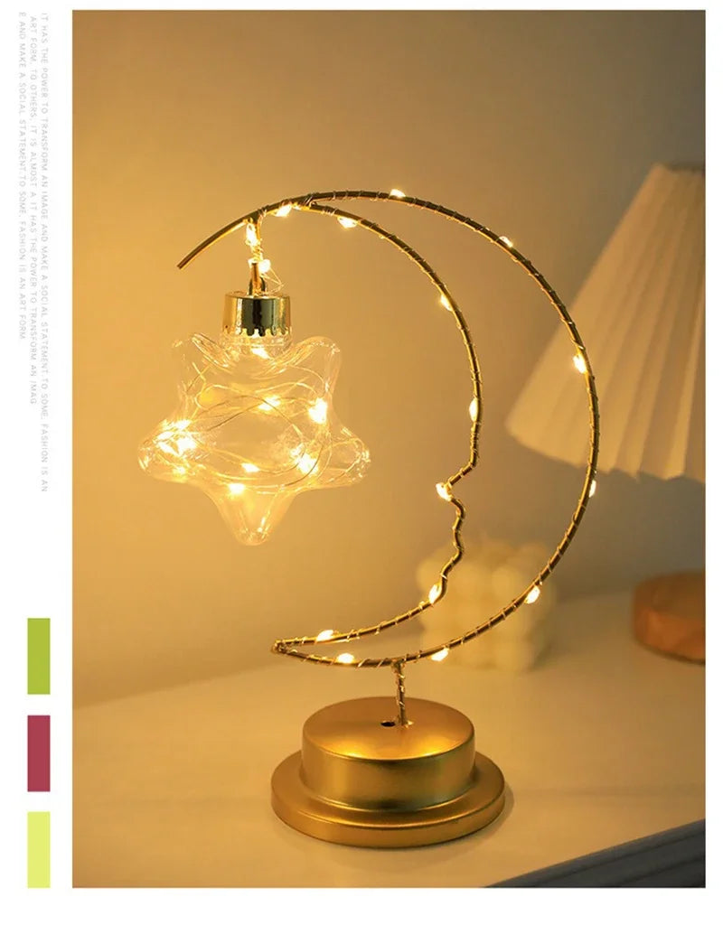 Table Lamp LED Bedroom Decoration Lamp Battery/USB Powered Moon Star Bedside Lighting Fixture For Desktop Night Lights